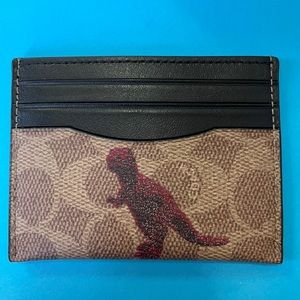 Coach Card Case In Signature Canvas With Rexy